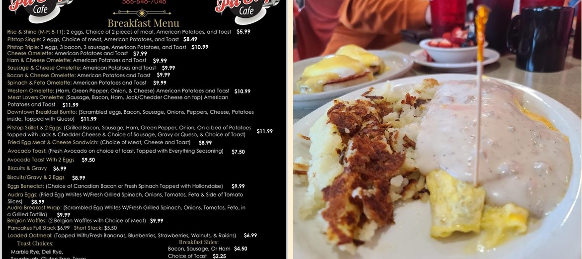 Anchor Bay Pit Stop Diner Menu